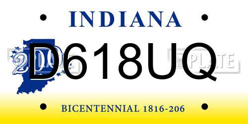 D618UQ Indiana License Plate