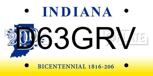 D63GRV Indiana License Plate