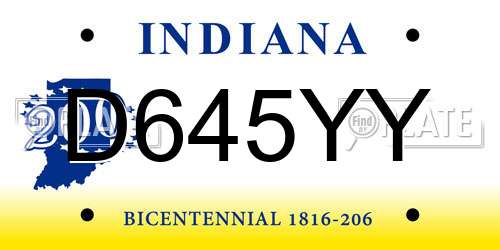 D645YY Indiana License Plate