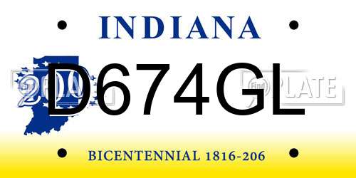D674GL Indiana License Plate