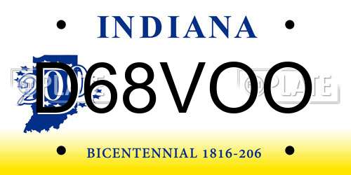 D68VOO Indiana License Plate