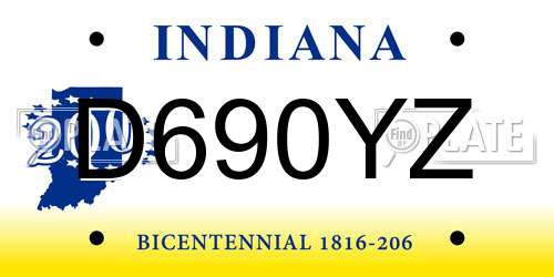 D690YZ Indiana License Plate