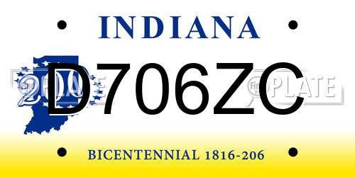 D706ZC Indiana License Plate
