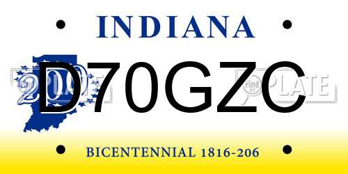 D70GZC Indiana License Plate