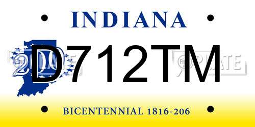 D712TM Indiana License Plate