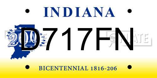 D717FN Indiana License Plate