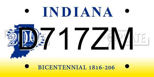D717ZM Indiana License Plate