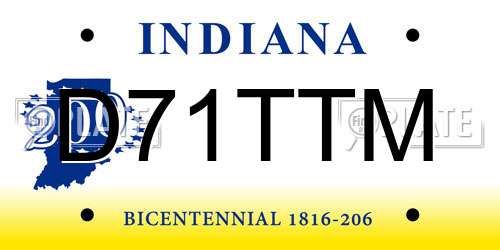 D71TTM Indiana License Plate