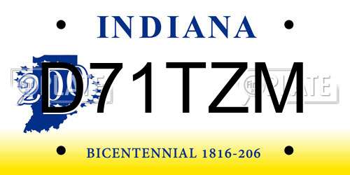D71TZM Indiana License Plate