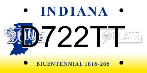 D722TT Indiana License Plate