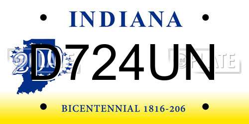 D724UN Indiana License Plate