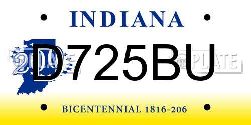 D725BU Indiana License Plate