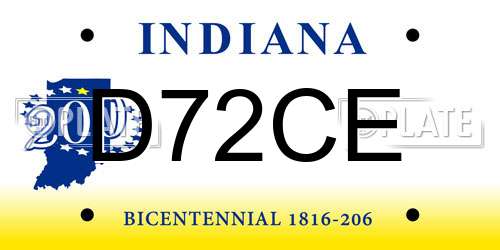 D72CE Indiana License Plate