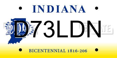 D73LDN Indiana License Plate