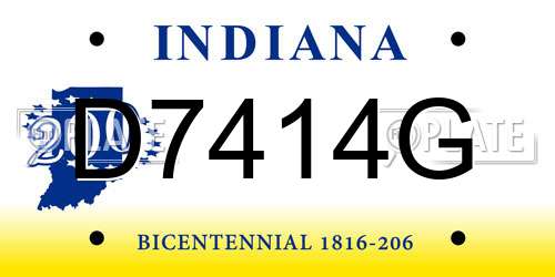 D7414G Indiana License Plate