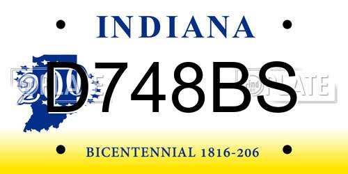 D748BS Indiana License Plate