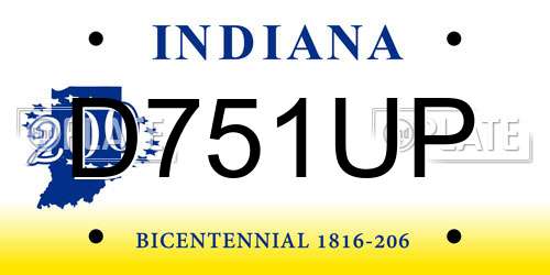 D751UP Indiana License Plate