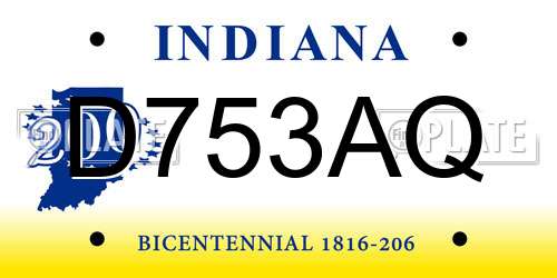D753AQ Indiana License Plate