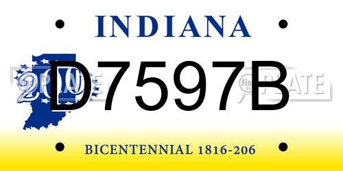 D7597B Indiana License Plate