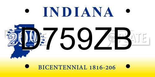 D759ZB Indiana License Plate