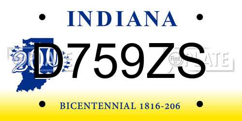 D759ZS Indiana License Plate