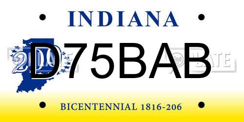D75BAB Indiana License Plate