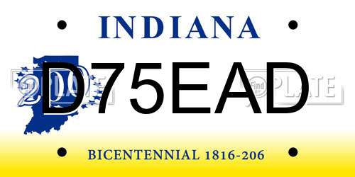 D75EAD Indiana License Plate