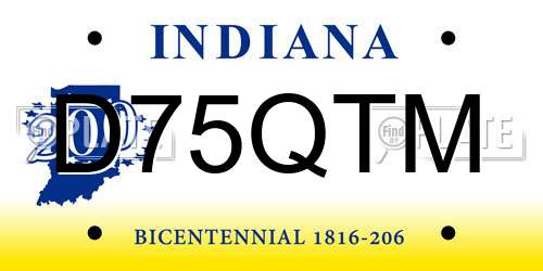 D75QTM Indiana License Plate