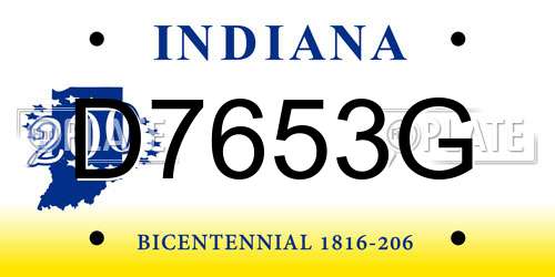 D7653G Indiana License Plate