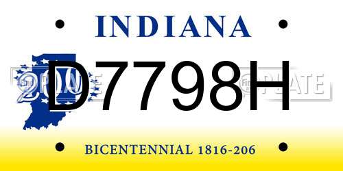 D7798H Indiana License Plate