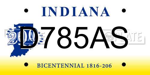 D785AS Indiana License Plate