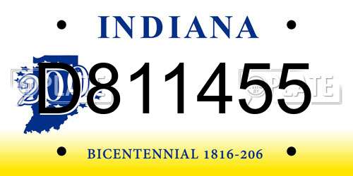 D811455 Indiana License Plate