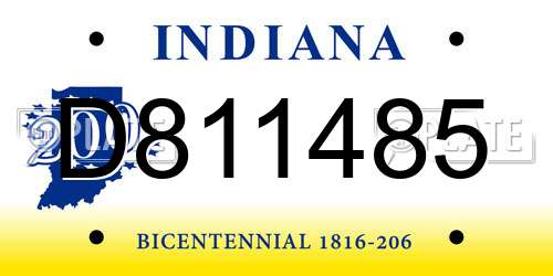 D811485 Indiana License Plate