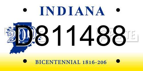 D811488 Indiana License Plate