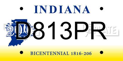 D813PR Indiana License Plate
