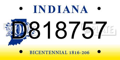 D818757 Indiana License Plate