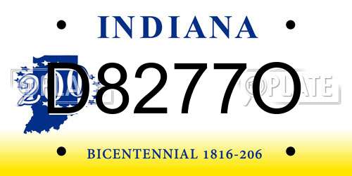 D8277O Indiana License Plate