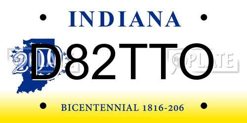 D82TTO Indiana License Plate