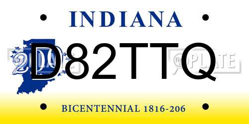 D82TTQ Indiana License Plate