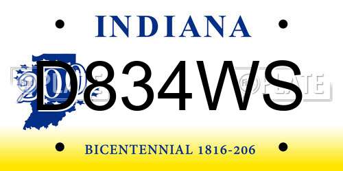 D834WS Indiana License Plate