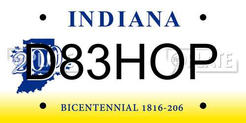 D83HOP Indiana License Plate