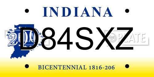D84SXZ Indiana License Plate
