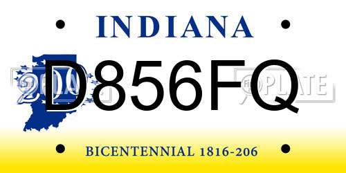 D856FQ Indiana License Plate