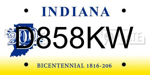 D858KW Indiana License Plate