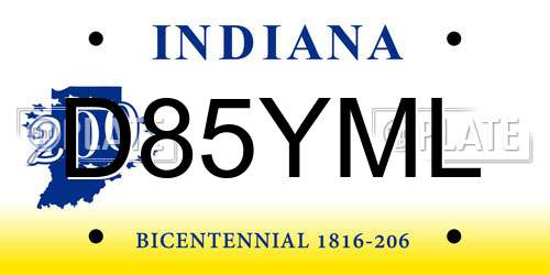 D85YML Indiana License Plate