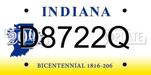 D8722Q Indiana License Plate