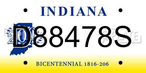 D88478S Indiana License Plate