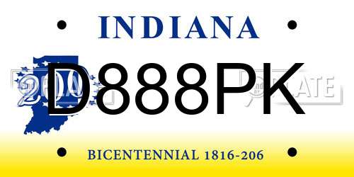 D888PK Indiana License Plate