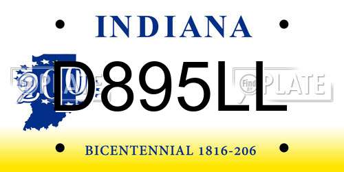 D895LL Indiana License Plate