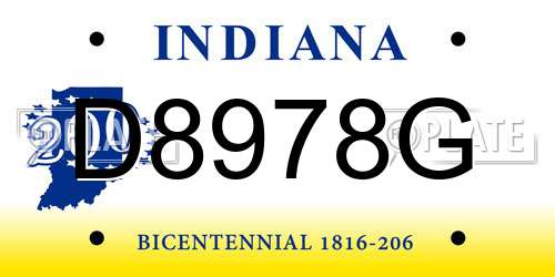 D8978G Indiana License Plate